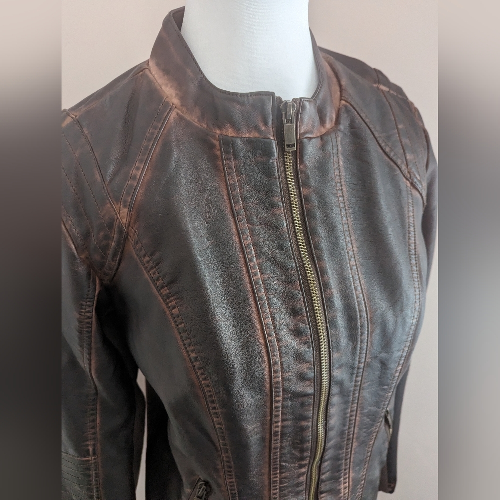 NWOT Maurices Women Vegan Leather Jacket in Dark Brown